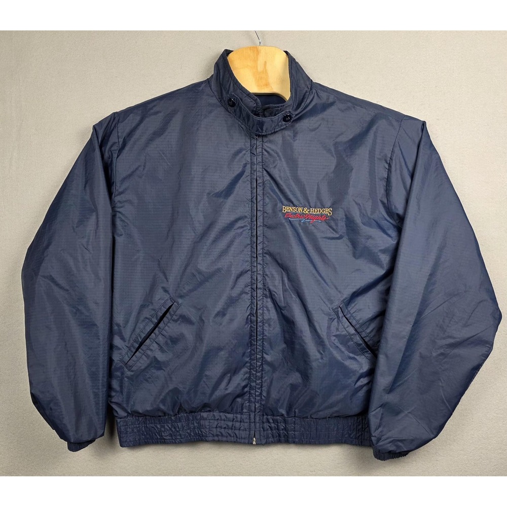 Vintage Benson & Hedges Electric Nights Jacket‎ Mens Large Navy Windbreaker 90s
